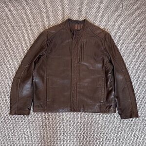 Vintage Bernardo Brown Leather Cafe Racer Jacket Men’s L